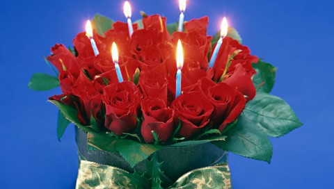 Candles And Red Roses