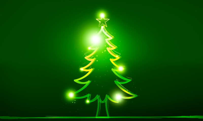 Green Christmas Tree With Bulbs