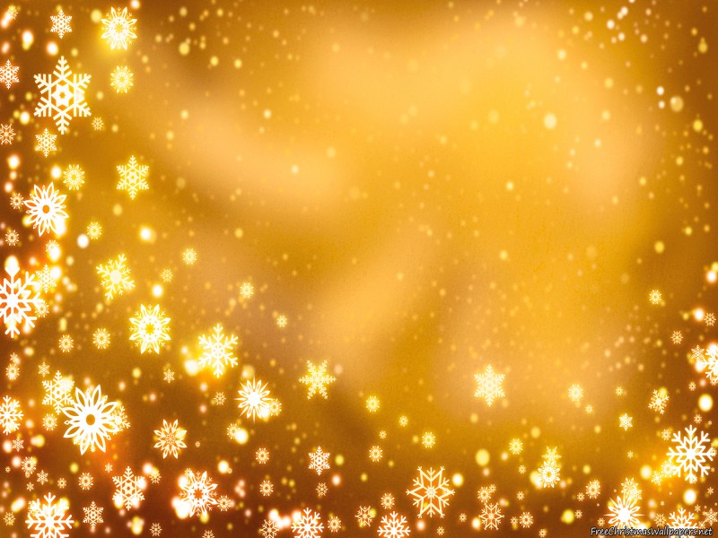 Yellow Christmas Background with Snowflakes